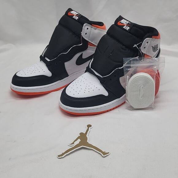 NIKE JORDAN AIR 1 RETRO HIGH OG GS ELECTRO ORANGE SNEAKERS 5Y 575441-180 NIB - Picture 2 of 16